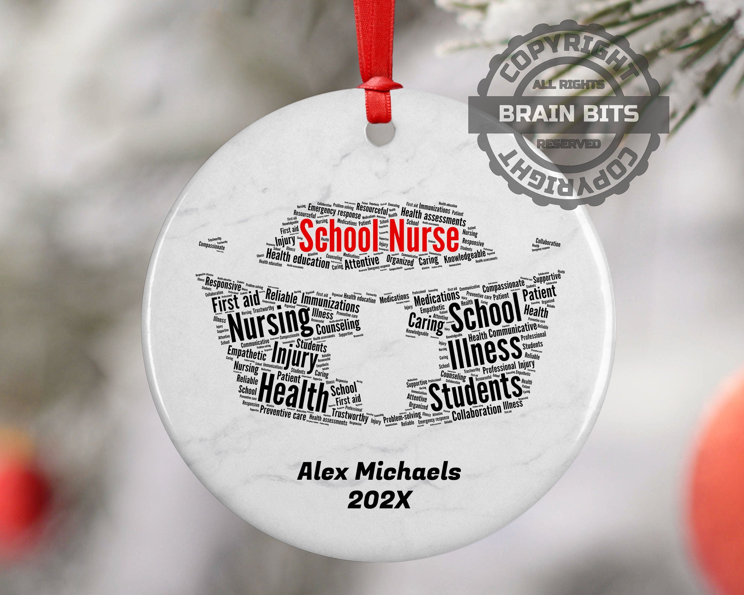 School Nurse Personalized Christmas Ornament