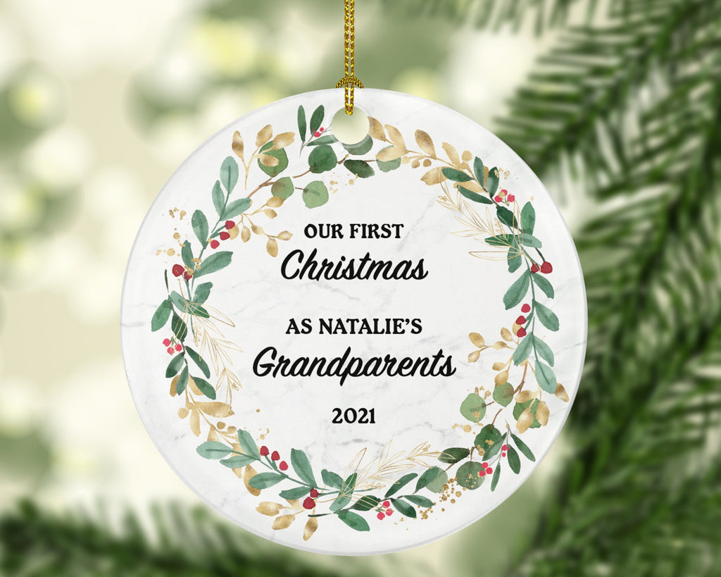 Grandparents First Christmas Ornament Personalized, As Grandma and & Grandpa Custom Gift First Christmas
