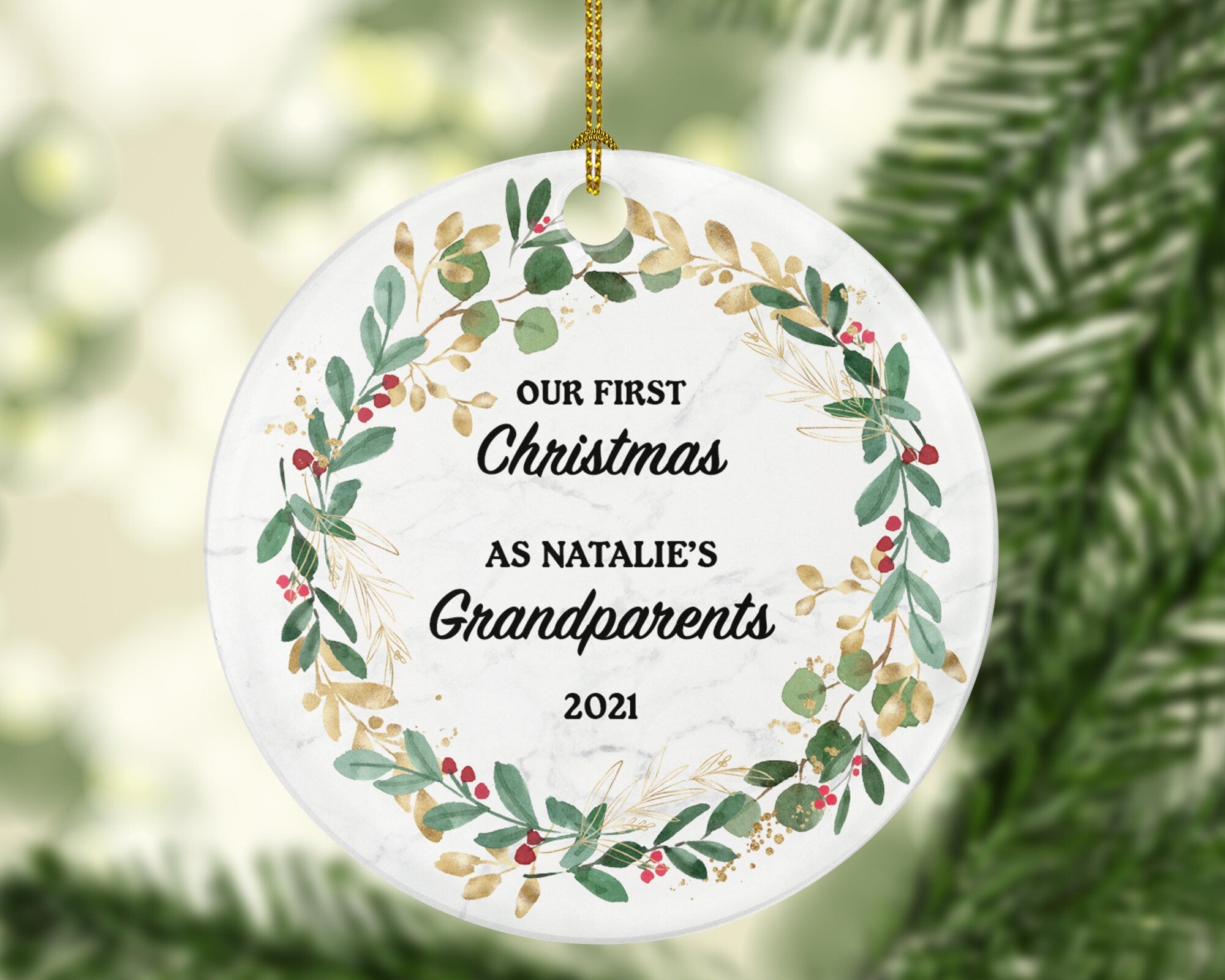 Grandparents First Christmas Ornament Personalized, As Grandma and & Grandpa Custom Gift First Christmas