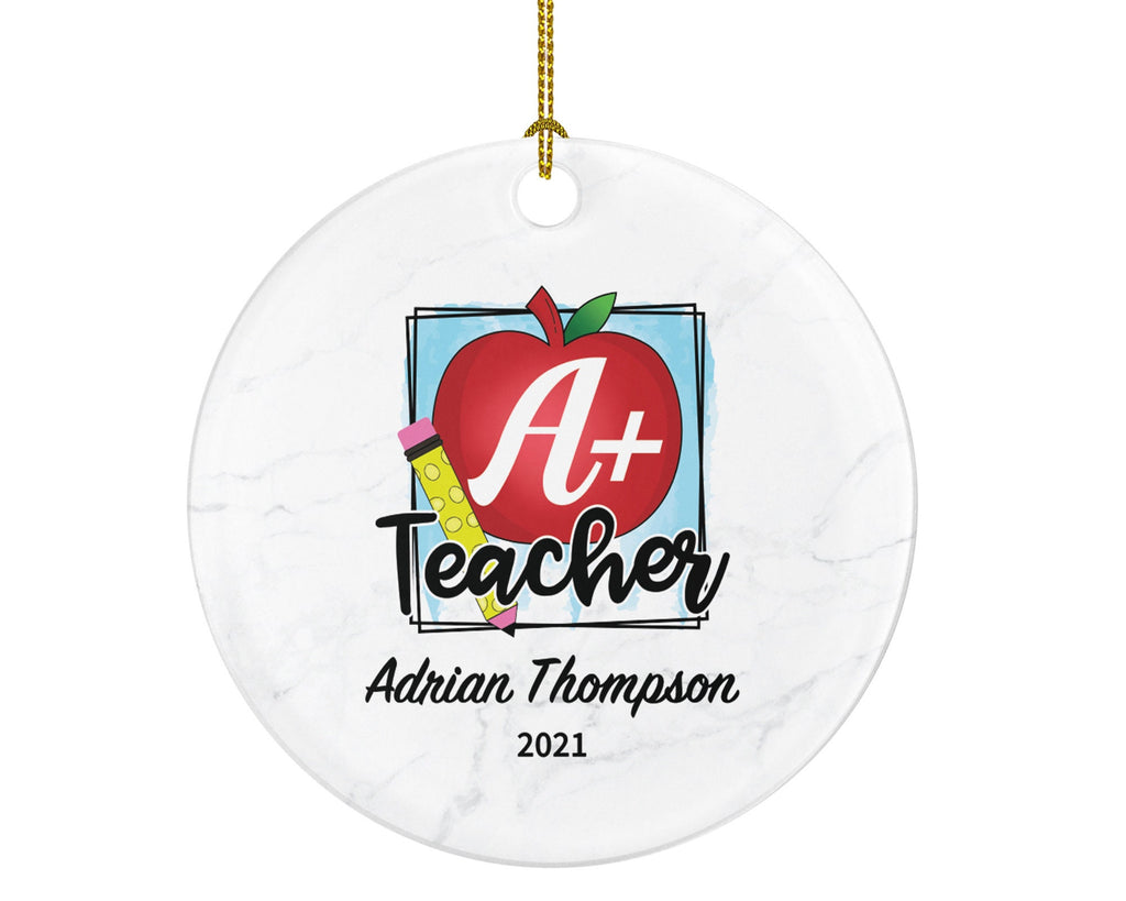 Teacher / Professor Ornament Personalized - Custom Gift from Student Appreciation Mr Mrs A Plus Teacher School Graduate Graduation