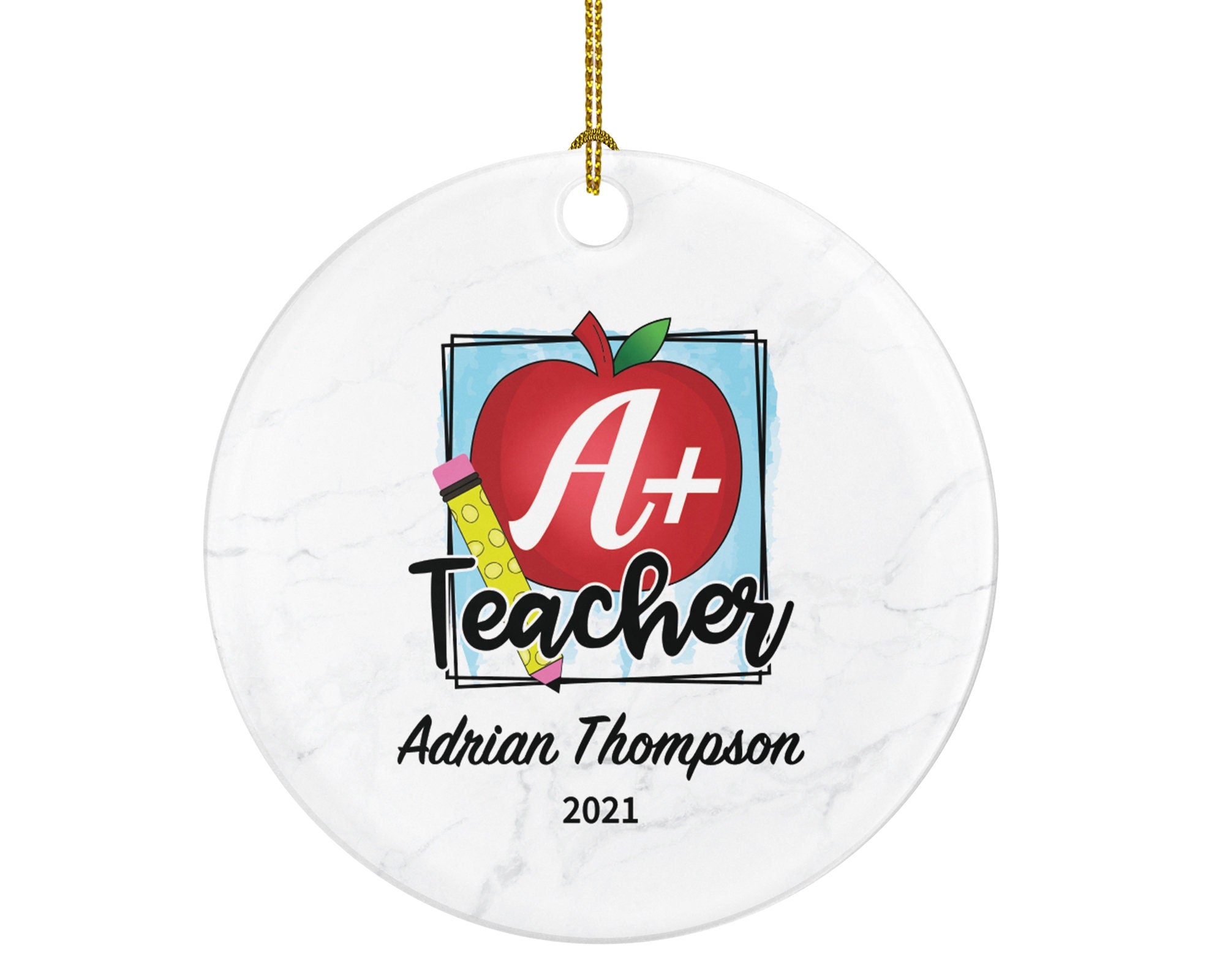 Teacher / Professor Ornament Personalized - Custom Gift from Student Appreciation Mr Mrs A Plus Teacher School Graduate Graduation