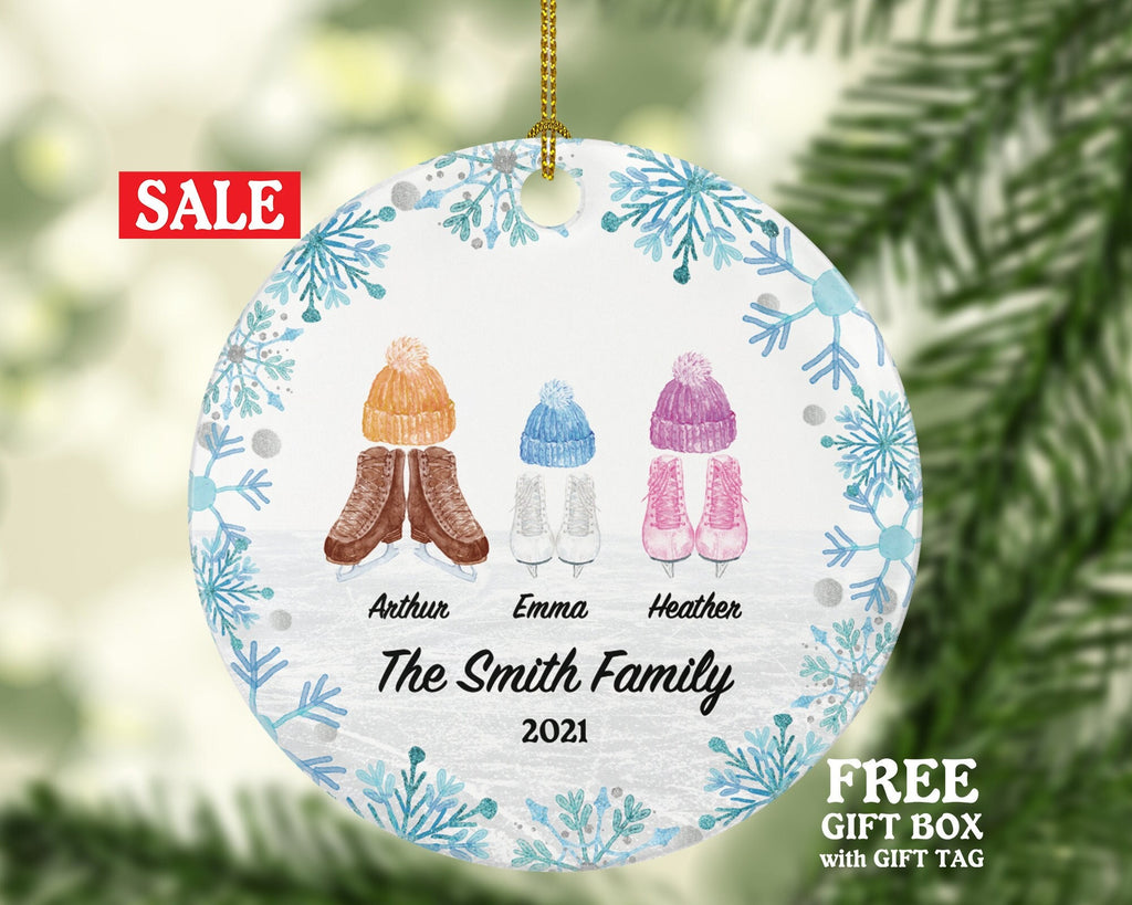 Ice Skating Christmas Family Married Engaged Couple Ornament - Figure Skater Personalized Gift Skate Lover Sports Activity Hobby Occupation