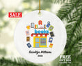 Book Store Worker Ornament, Book Lovers Custom Gift for Librarian Bookworm Personalized Ornament