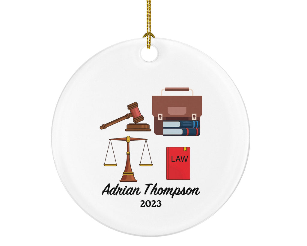 Law Judge Christmas Ornament Personalized - Custom Gift for Attorney at Lawyer Justice Equal Crime