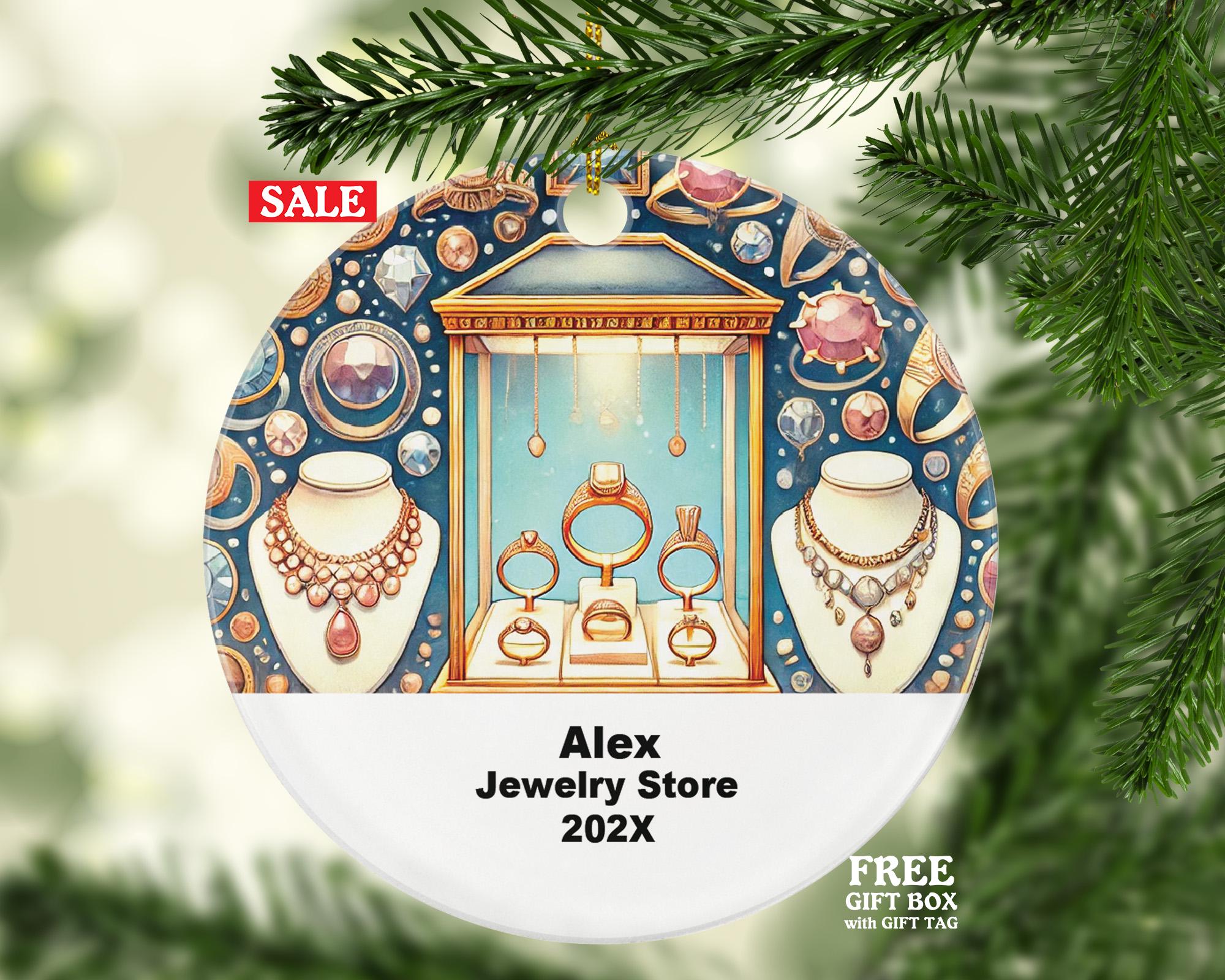 Personalized Jewelry Store Ornament – Custom Jeweler Gift – Boutique Jewelry Business Ornament with Name and Year