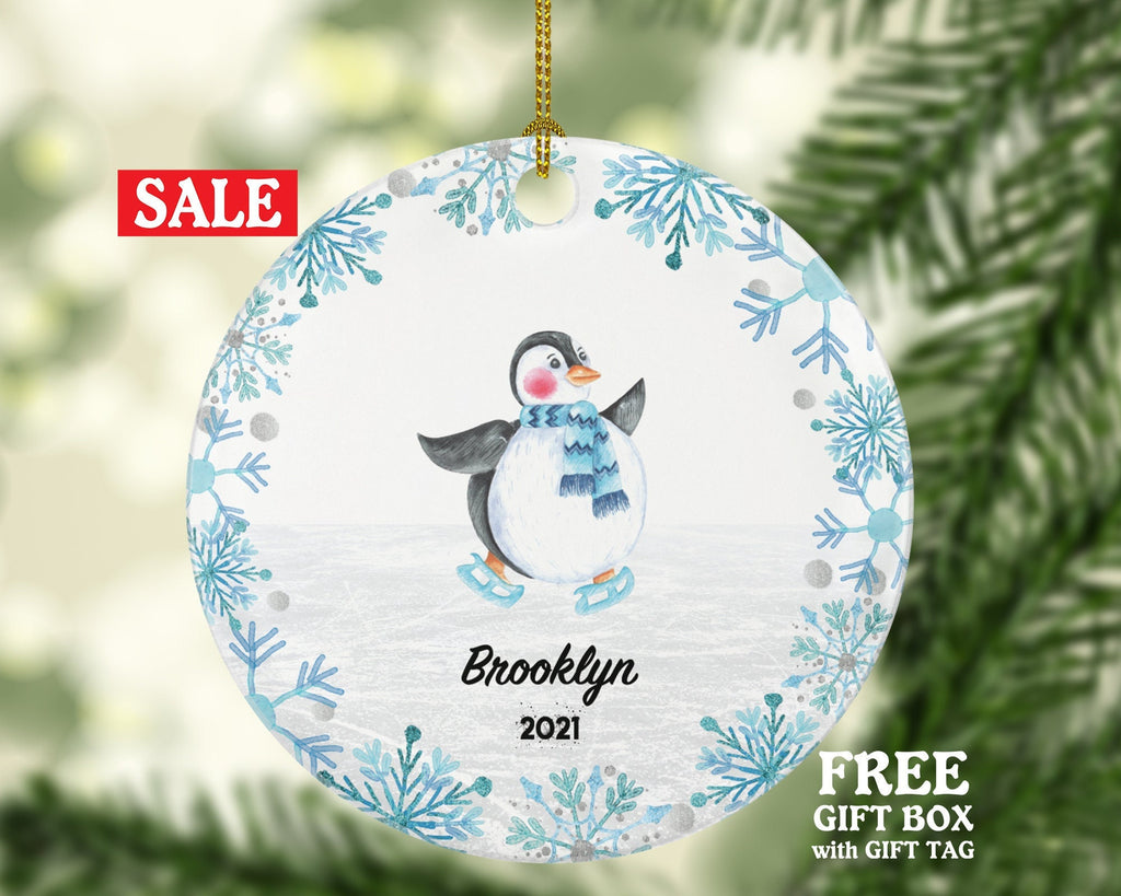 Ice Skating Christmas Ornament - Figure Skater Penguin Personalized Gift Figure Ice Skate Lover Sports Activity Hobby Occupation