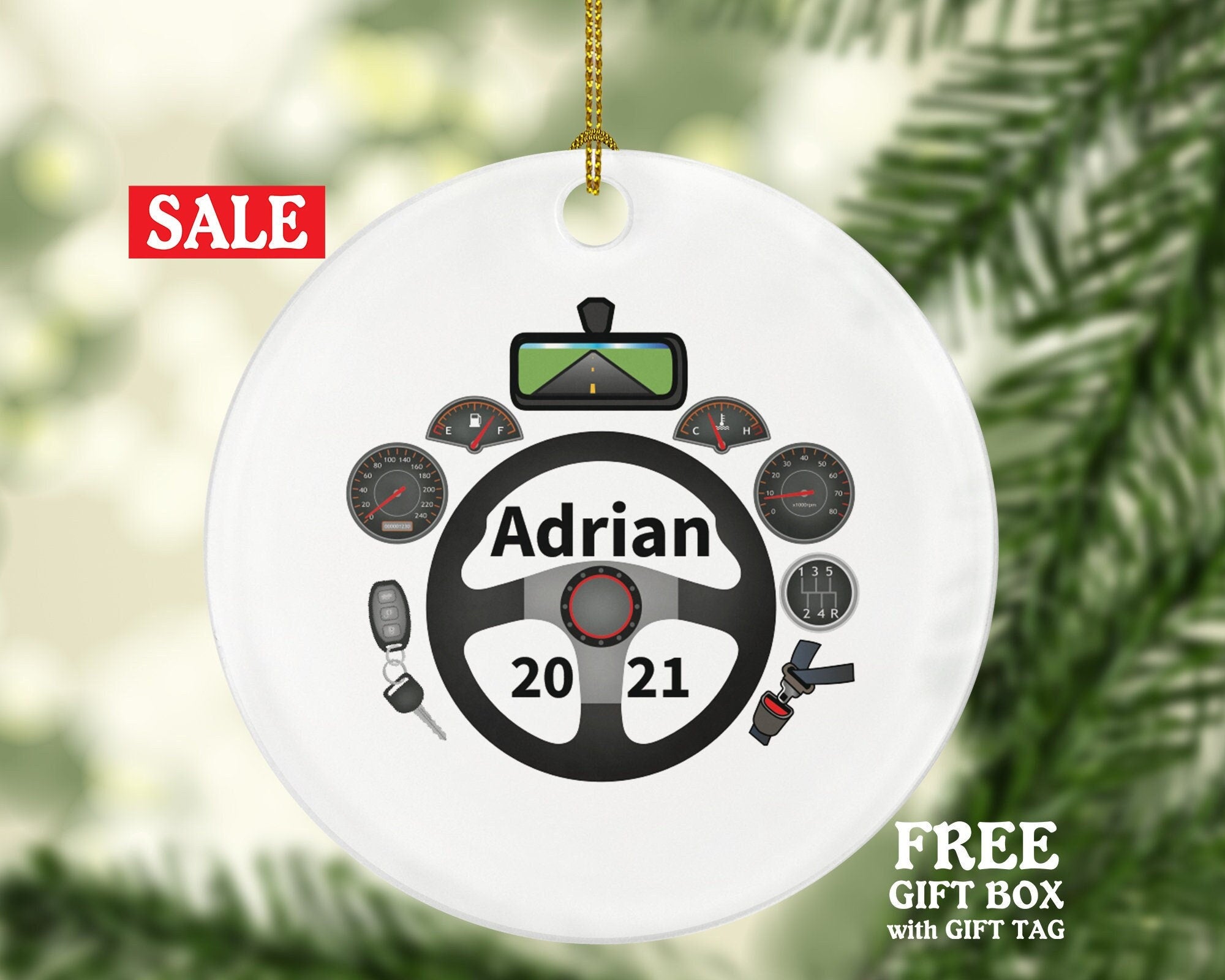 New Driver Christmas Ornament Personalized - Driving Car License Owner Driver's License Plate Custom Gift For Teenage