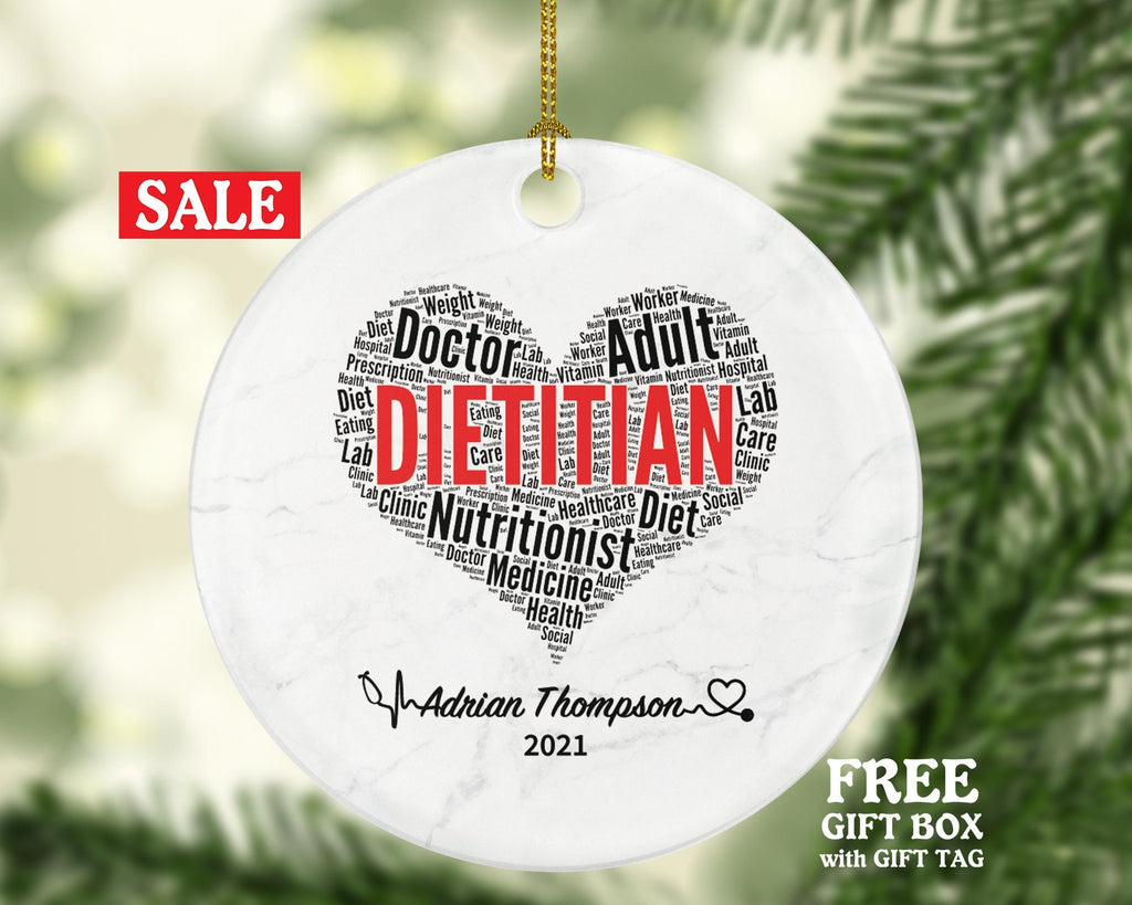 Dietitian Christmas Ornament Personalized Gift -  Custom Name Year