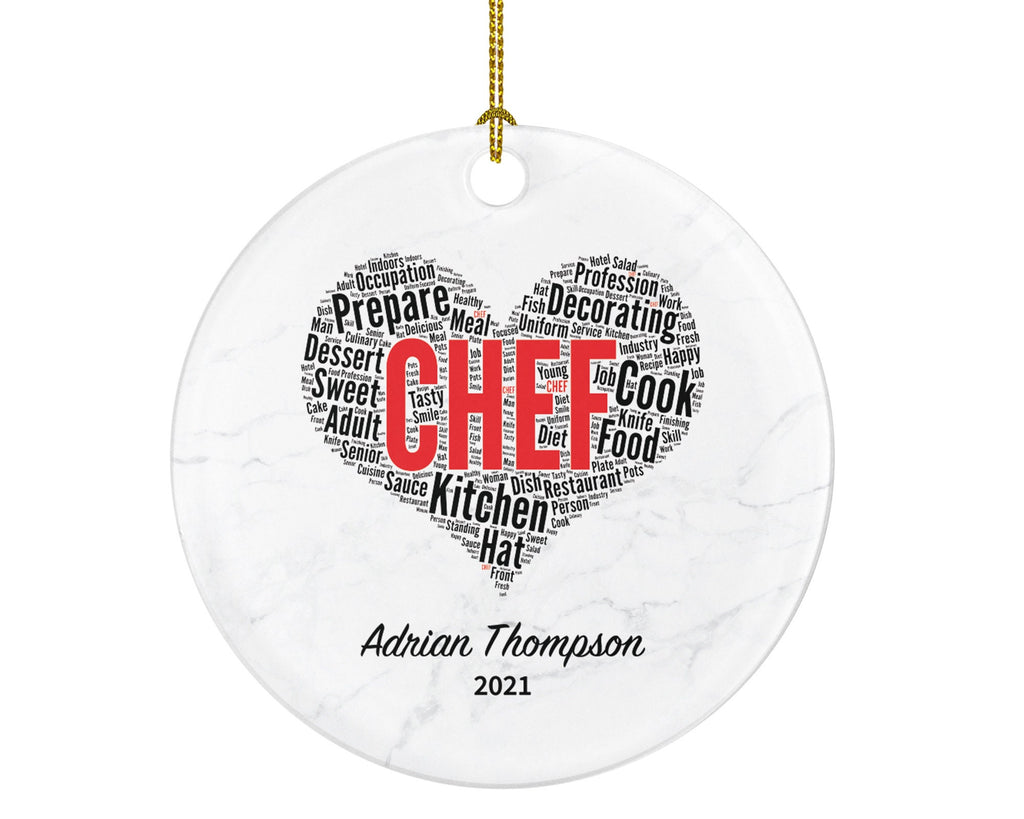 Chef Christmas Ornament Personalized, Custom Cooker Person with Name Gift for Chef Cooking Lover Inspirational