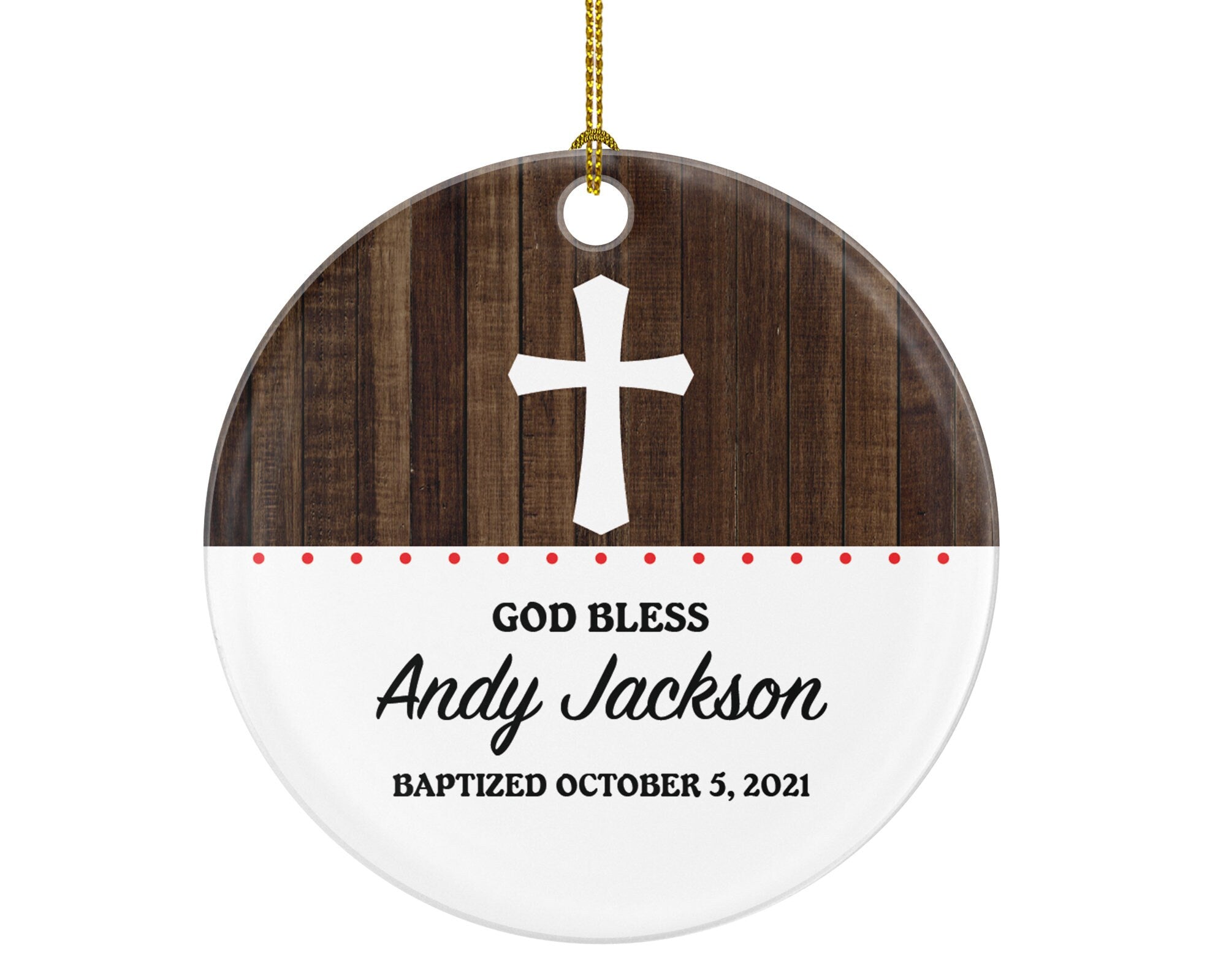 Baptism Ornament God Bless Baby Personalized Gift for Baptize Rustic Baptism Custom Christmas