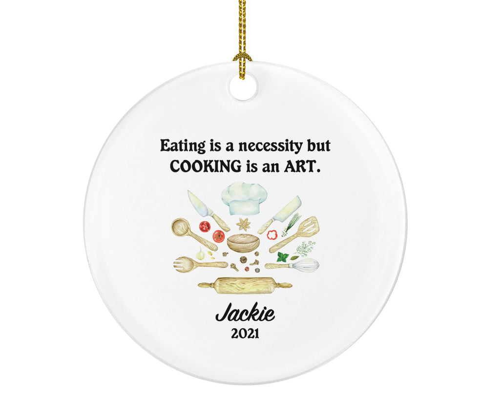 Personalized Chef Christmas Ornament, Best Custom Cooking Kitchen with Name Gift for Chef Cooking Lover Inspirational Girl Boy Female Male