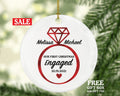 First Christmas Engaged Engagement Ring Personalized Ornament - Engagement Announcement Couple Gift - Custom Date Name - Diamond