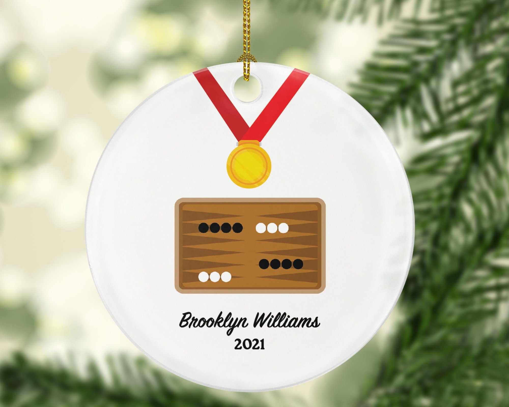 Backgammon Player Christmas Custom Ornament, Enthusiast, Board Games Personalized, Champion