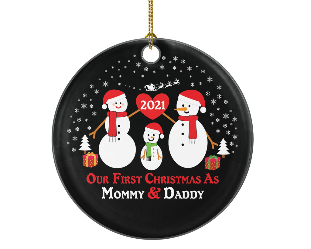 Our First Christmas as Mommy and Daddy Ornament New Baby Girl Boy Parents Mother Father Mom Dad Gift Snowmen Kid Child