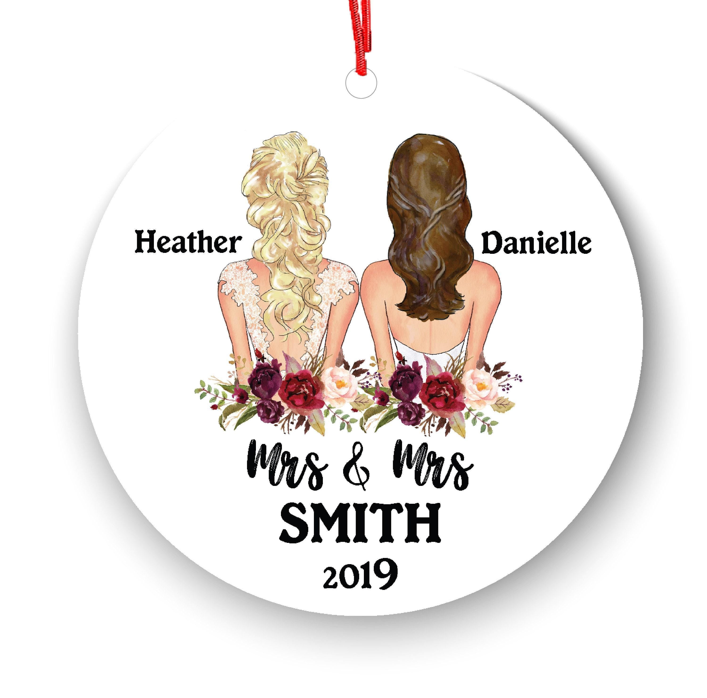 Lesbian Couple Ornament: Personalized Wedding - First Xmas Married