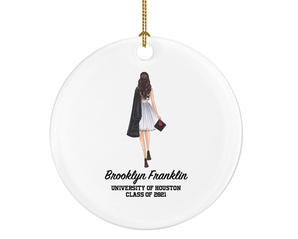 Graduation Christmas Ornament Personalized - Class of Gift Graduate Masters Bachelor Doctorate College High School Degree Gift for Female