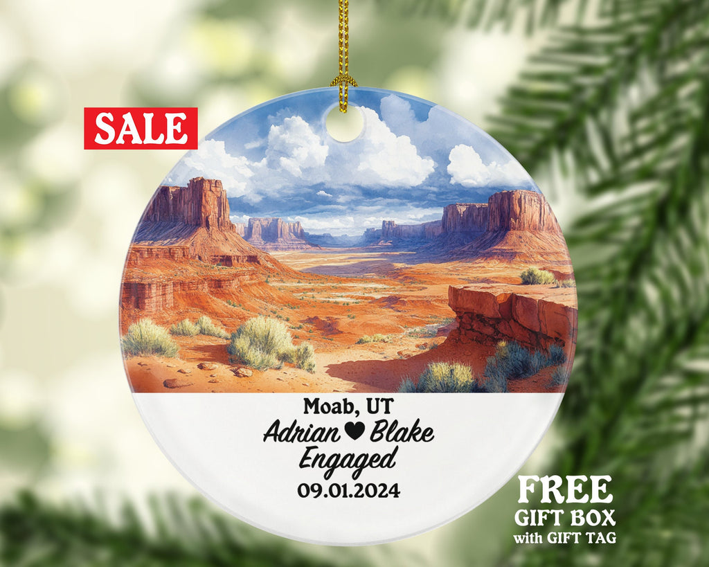 Moab Christmas Ornament Personalized - Jordan Engaged Married Family Together Couple Travel Honeymoon Engagement Marriage