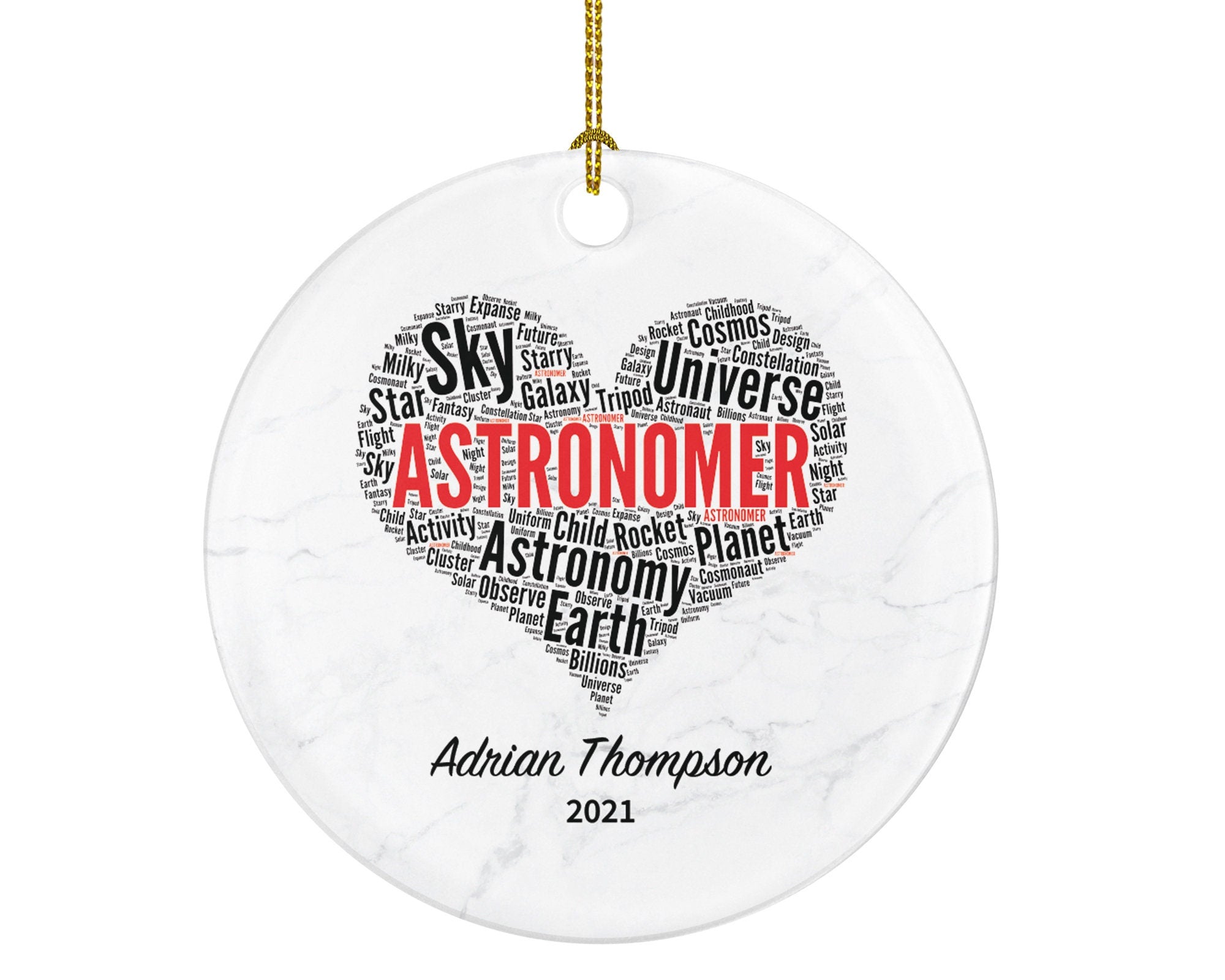 Astronomer Christmas Ornament Personalized - Astronomy, Senior Technical Writer, College Professor, Planetarium Director, Meteorologist