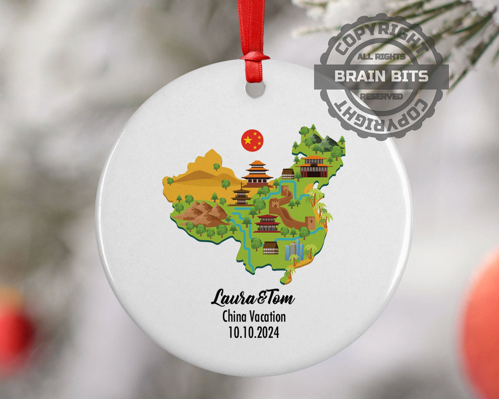 China Cultural Map, Ornament, Engagement, Married, Travel, Gift for Engaged Couple, Engagement Gift, Trip, Vacation Souvenir