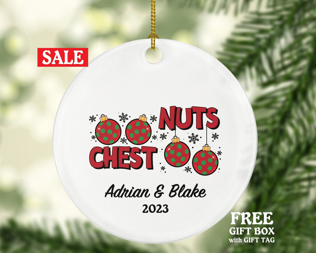 Chest Nuts Couple Funny Christmas Ornament - Personalized Mr and Mrs Married Future Marriage Husband Wife Fiancé Love