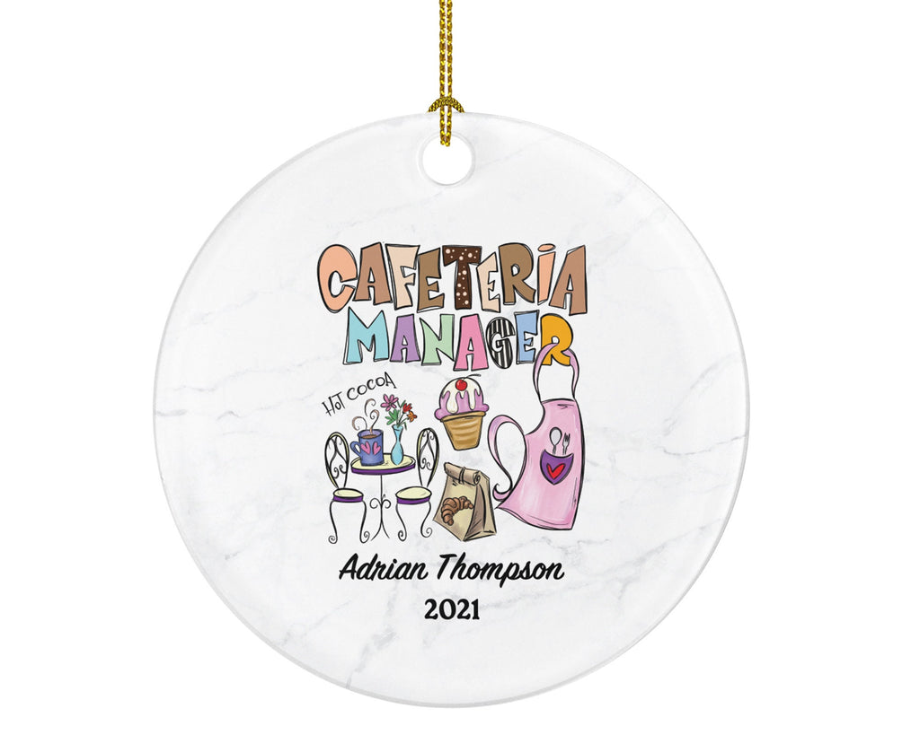 Cafeteria Manager Christmas Ornament Personalized - Gift for Cafe Manager Custom Name Year