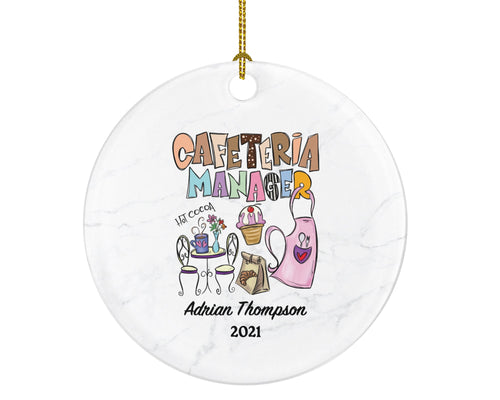 Cafeteria Manager Christmas Ornament Personalized - Gift for Cafe Manager Custom Name Year