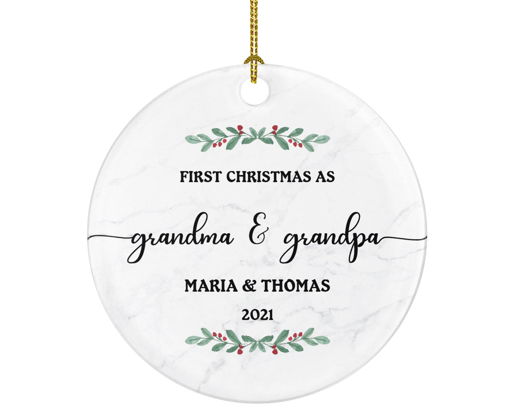 Grandparents First Christmas Ornament Personalized, As Grandma and & Grandpa Custom Gift First Christmas