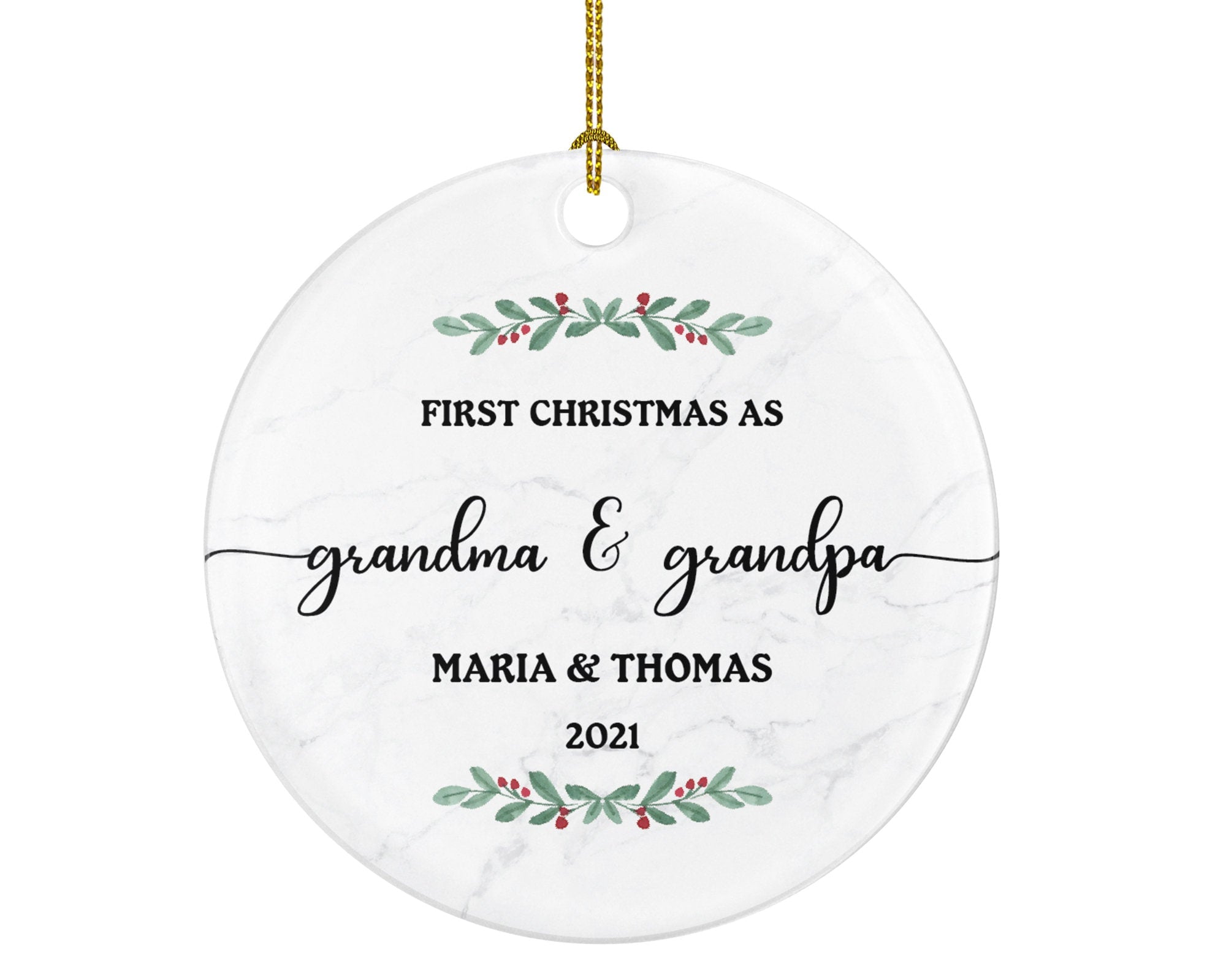Grandparents First Christmas Ornament Personalized, As Grandma and & Grandpa Custom Gift First Christmas