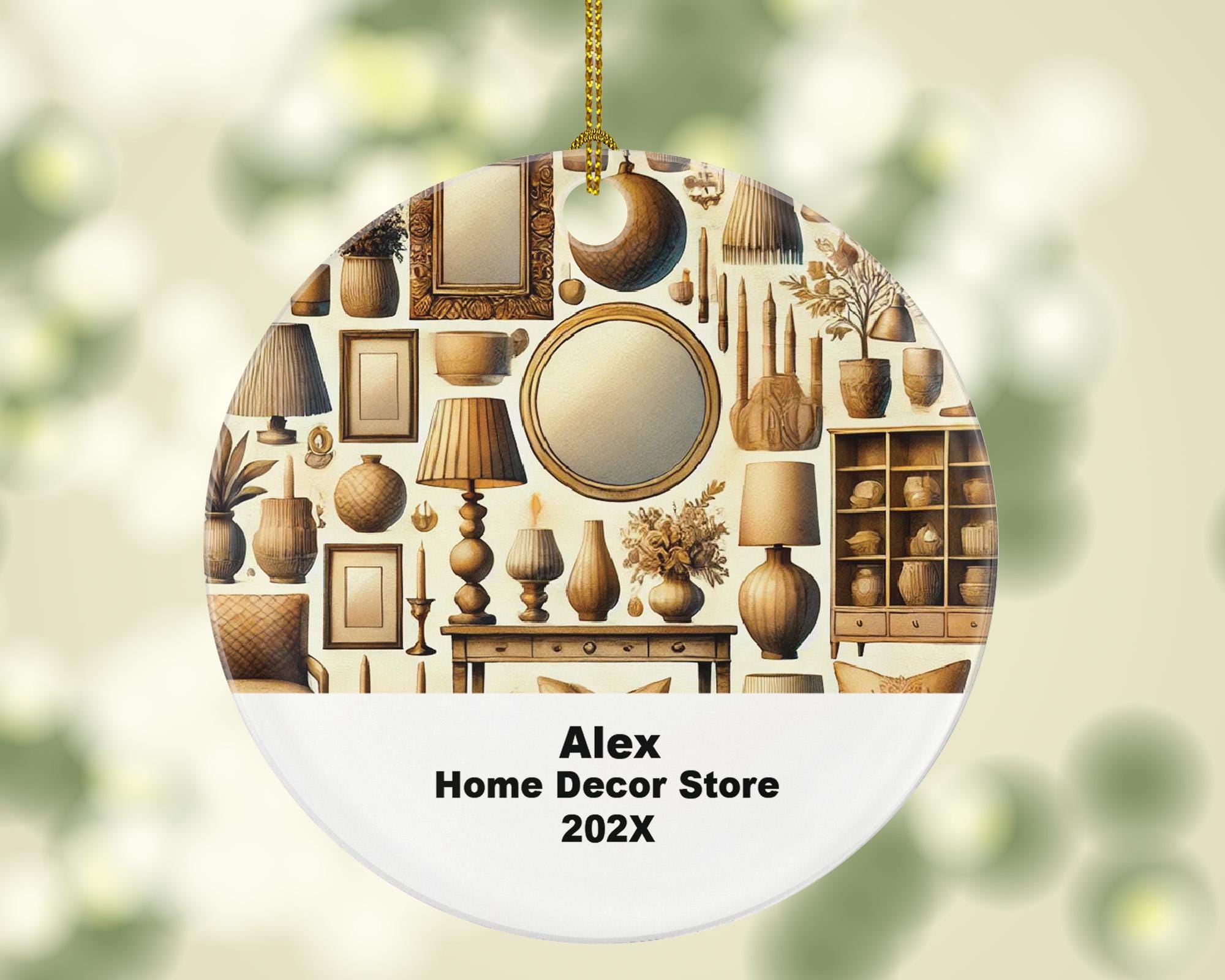 Personalized Home Decor Store Ornament – Custom Interior Design Gift – Ornament for Decor Lovers and Shop Owners