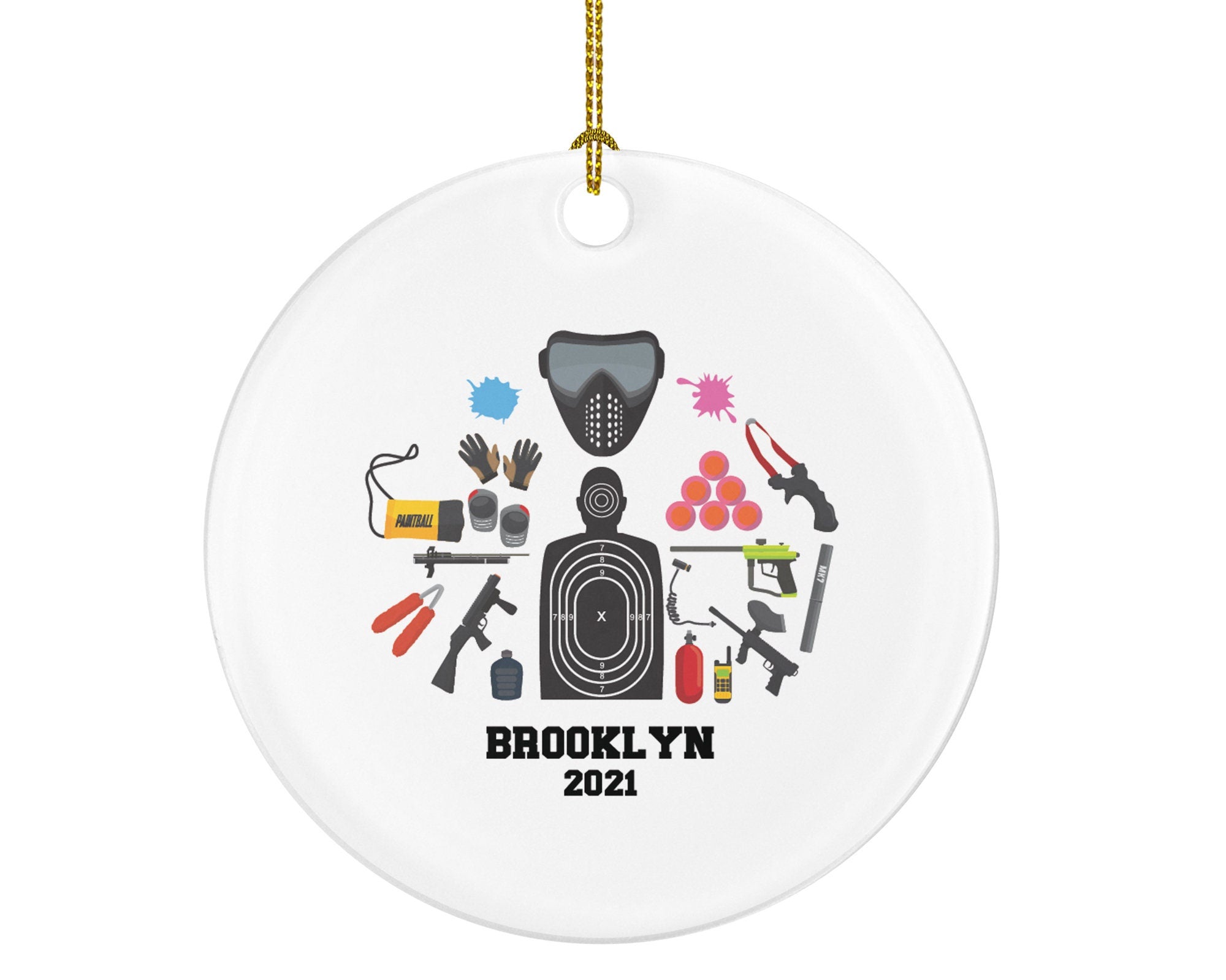 Paintball Christmas Ornament Personalized, Custom Gift For Paintball Player, Paintball Gun