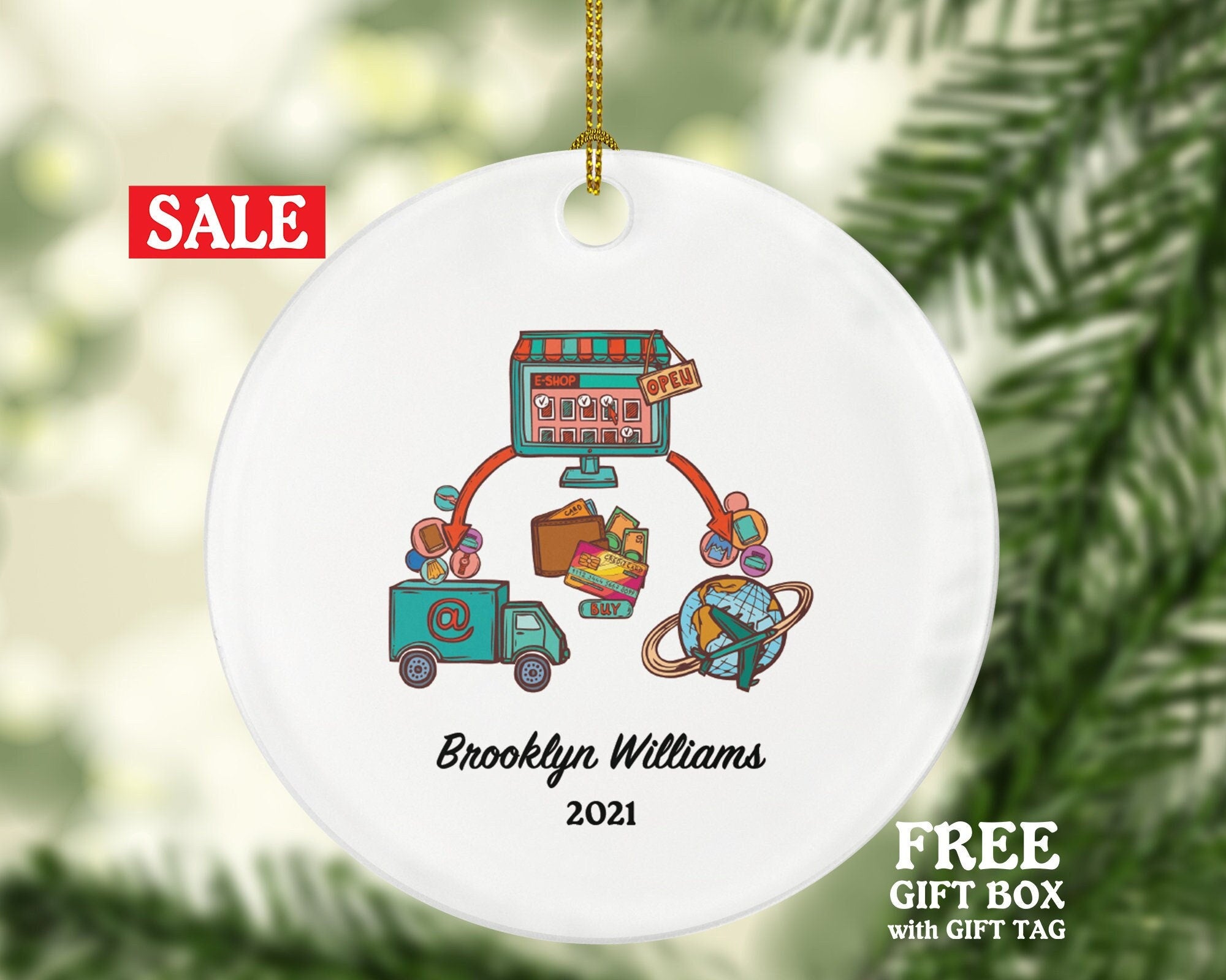 Online Shopper Personalized Christmas Ornament - Online Shopping from Home Shopaholic Shopping Lover Love To Shop, Shopping Addict Gifts