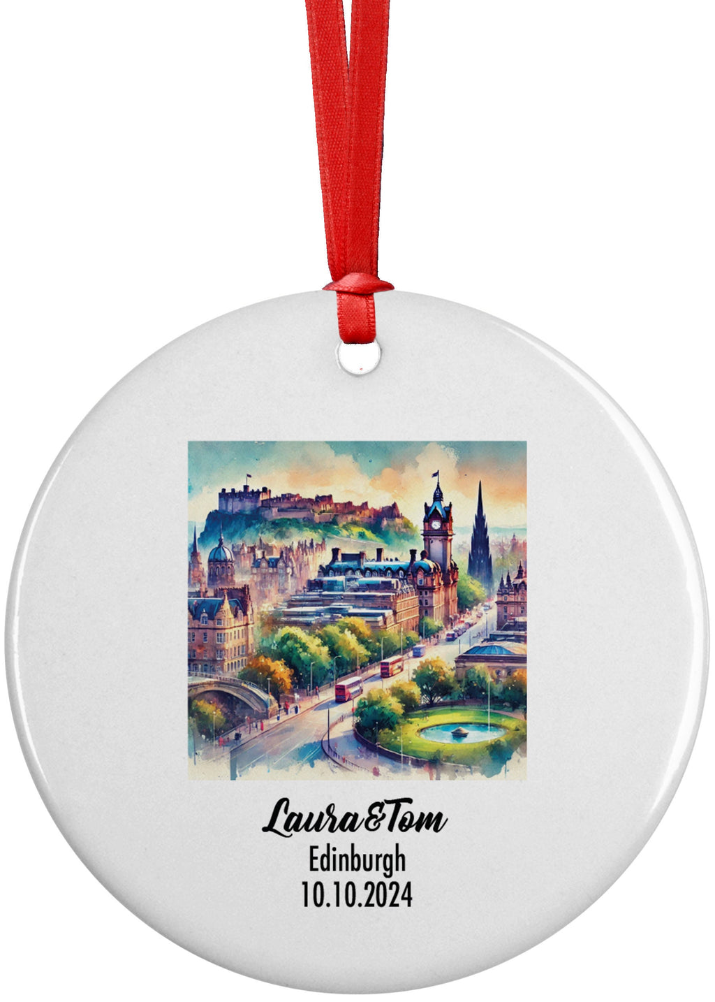 Edinburgh, Scotland, UK, Ornament, Engagement, Married, Travel, Gift for Engaged Couple, Engagement Gift, Trip, Vacation Souvenir