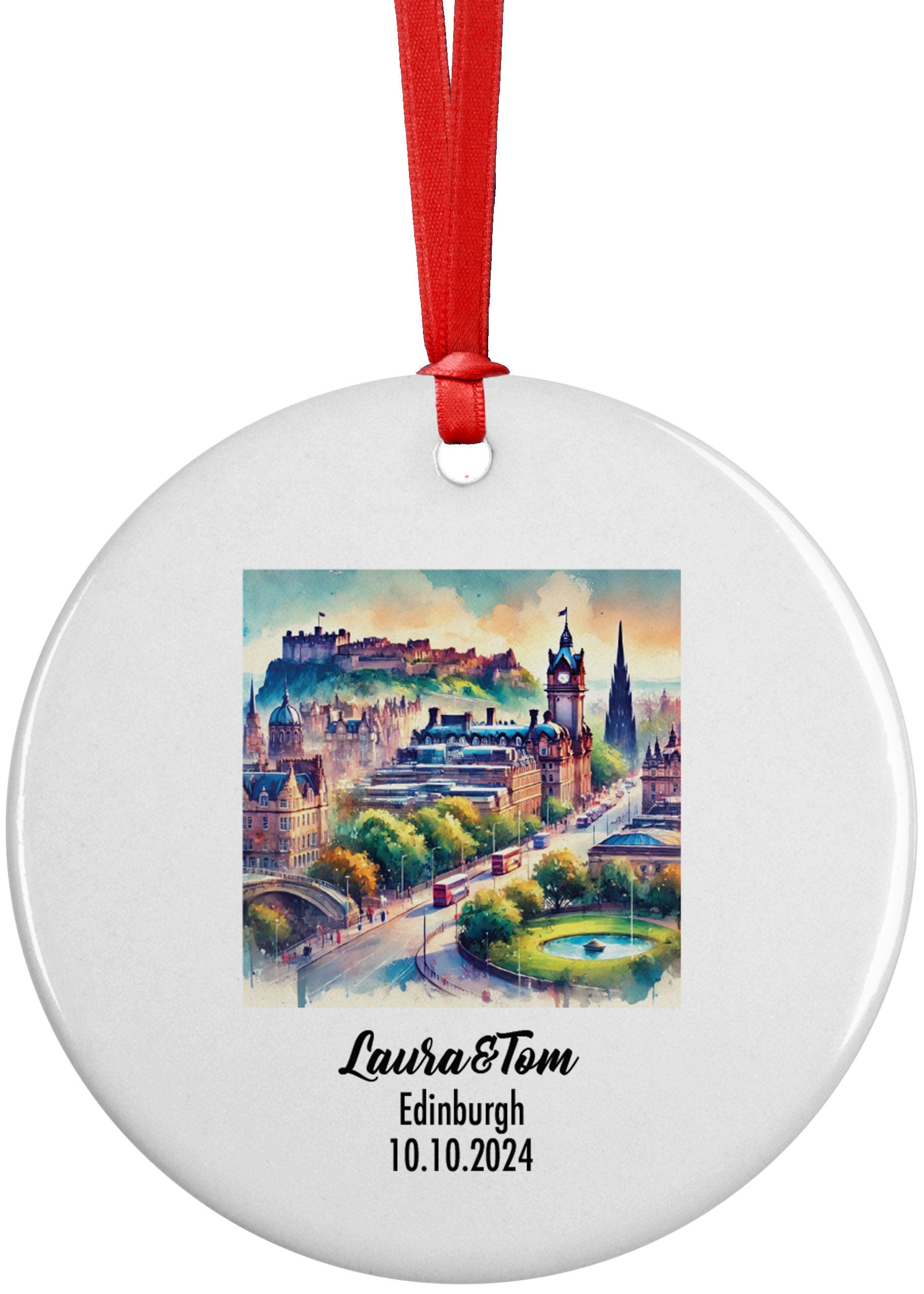 Edinburgh, Scotland, UK, Ornament, Engagement, Married, Travel, Gift for Engaged Couple, Engagement Gift, Trip, Vacation Souvenir