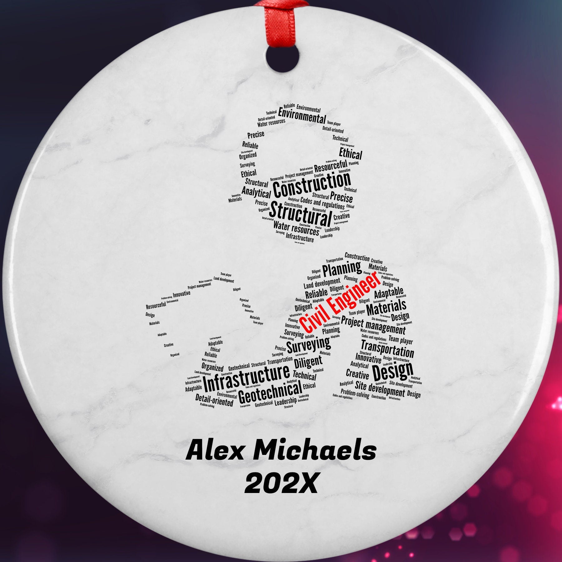 Civil Engineer Personalized Christmas Ornament
