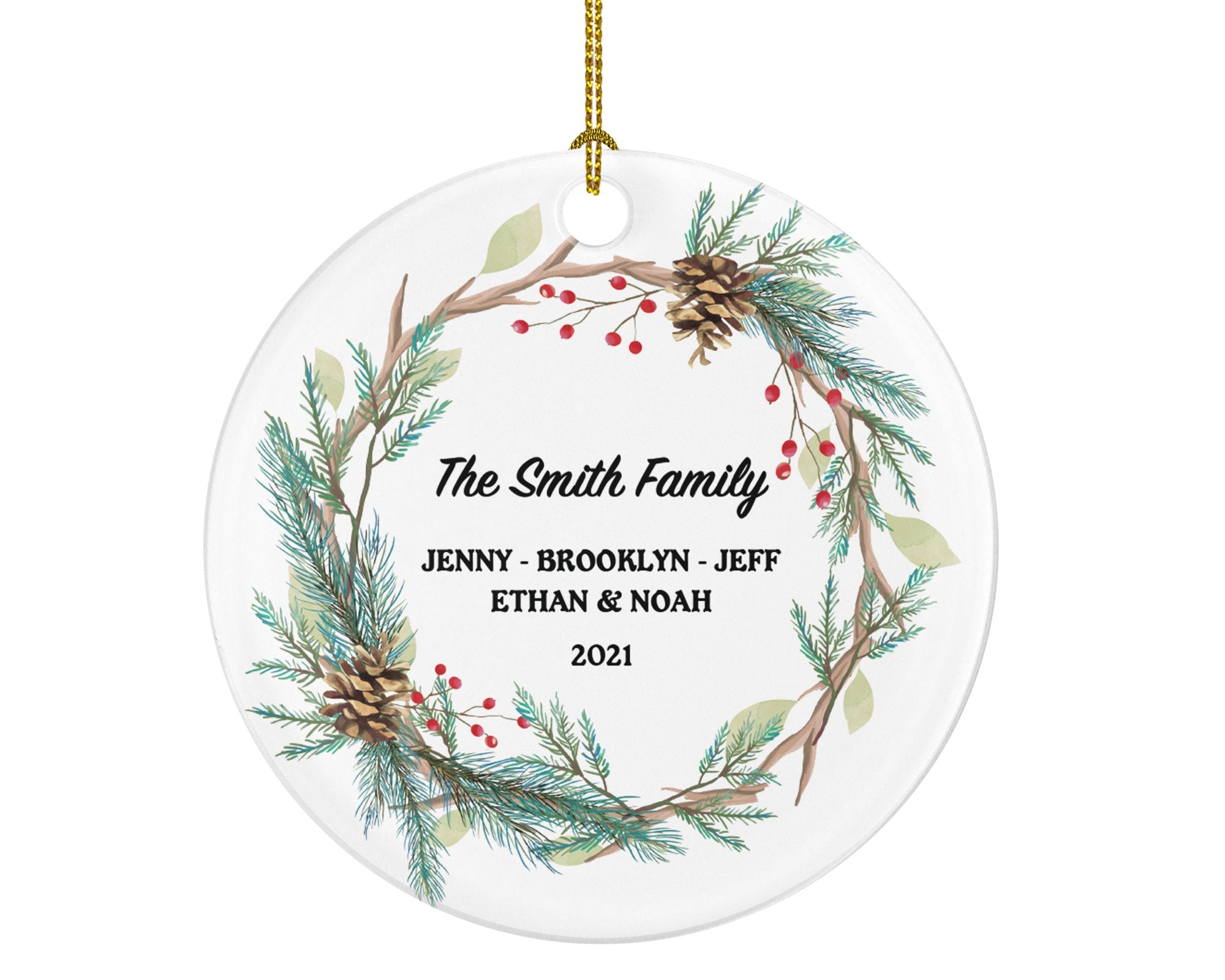 Family of 2 3 4 5 6 Christmas Ornament Personalized - Gift for Family - Custom Name Year Christmas Ornament