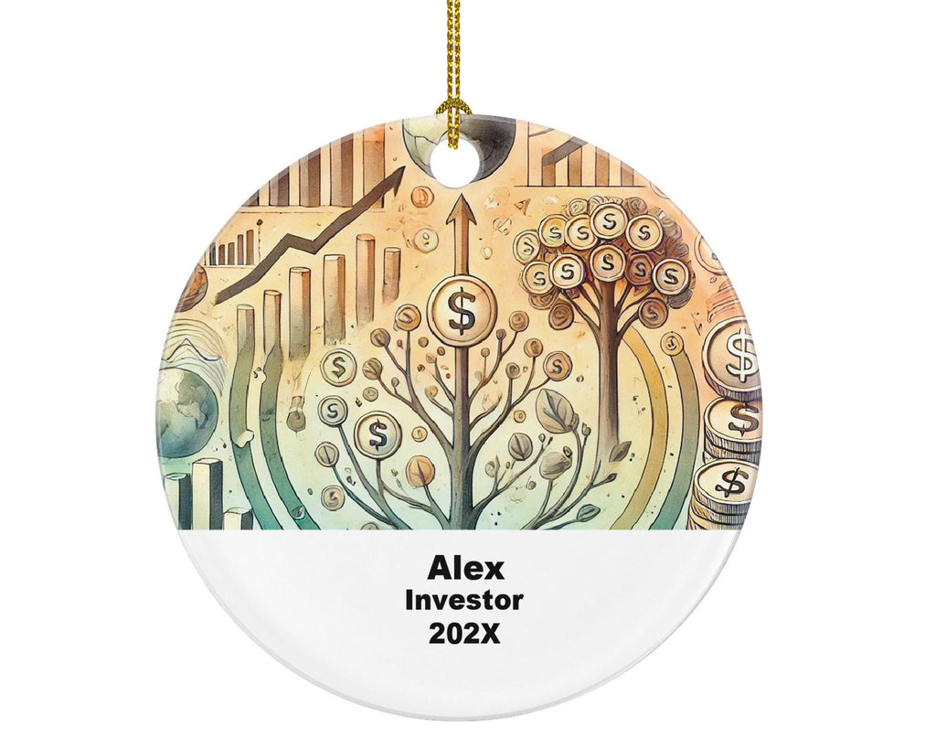 Personalized Investor Ornament – Custom Finance Gift – Wealth Builder Ornament with Name and Year