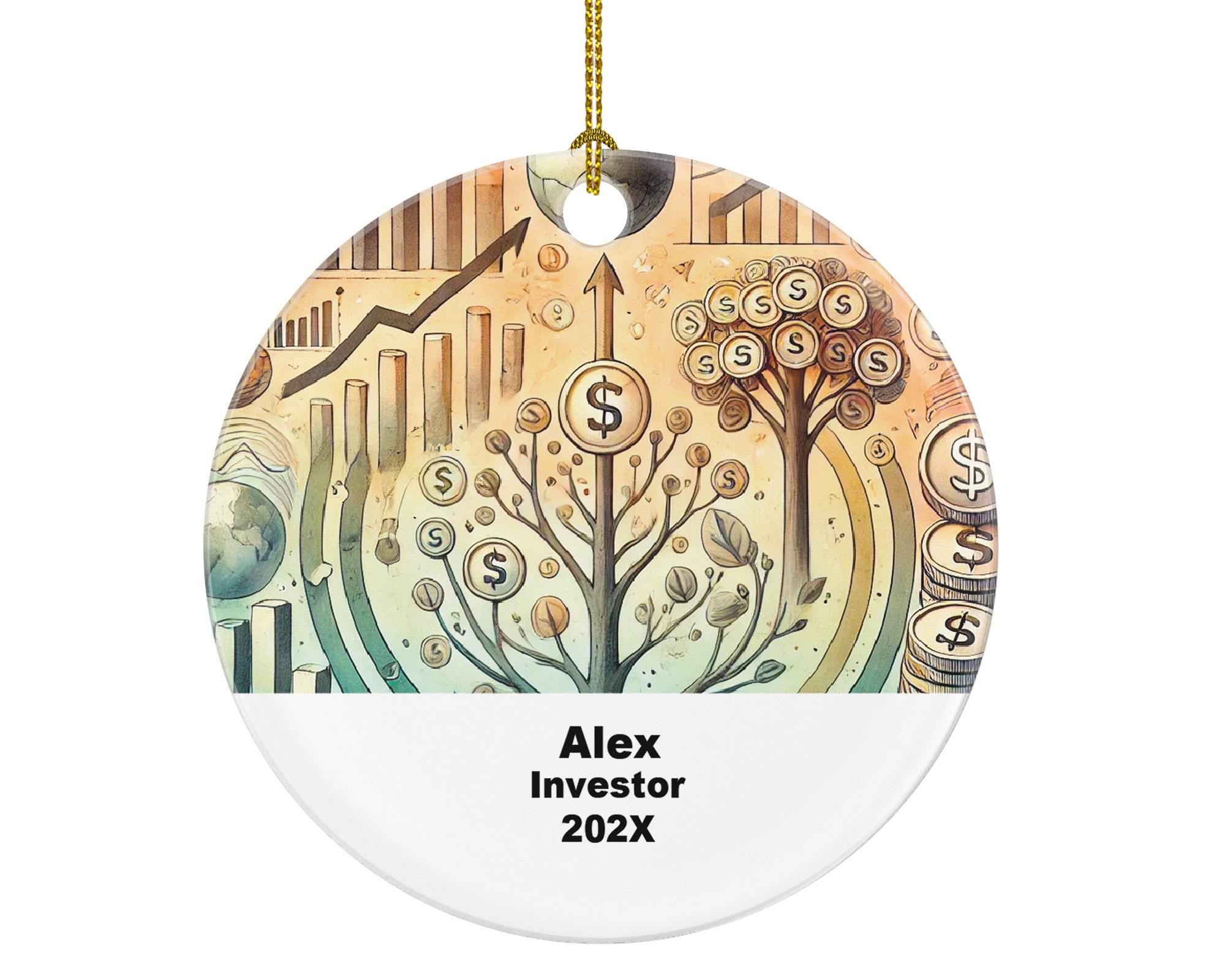 Personalized Investor Ornament – Custom Finance Gift – Wealth Builder Ornament with Name and Year