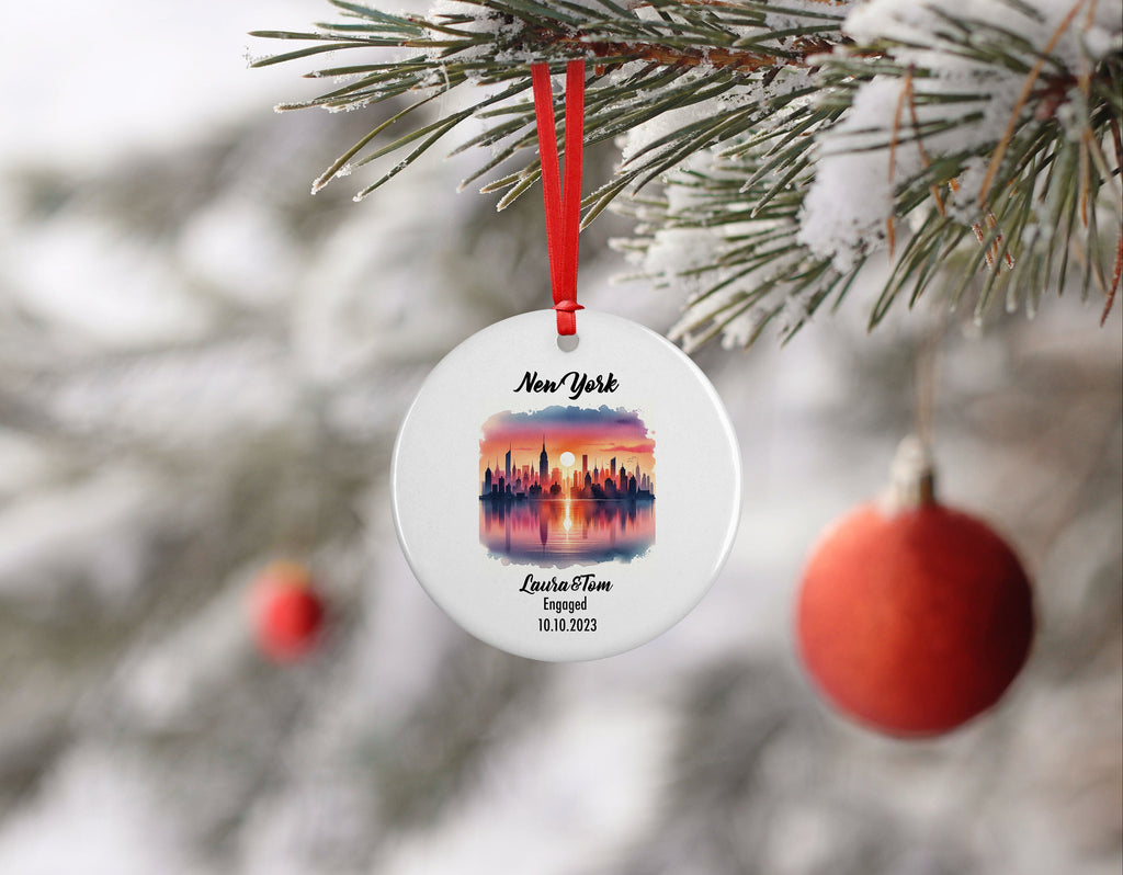 New York Ornament, Engagement, Married, Travel, Gift for Engaged Couple, Engagement Gift, Trip, Vacation Souvenir
