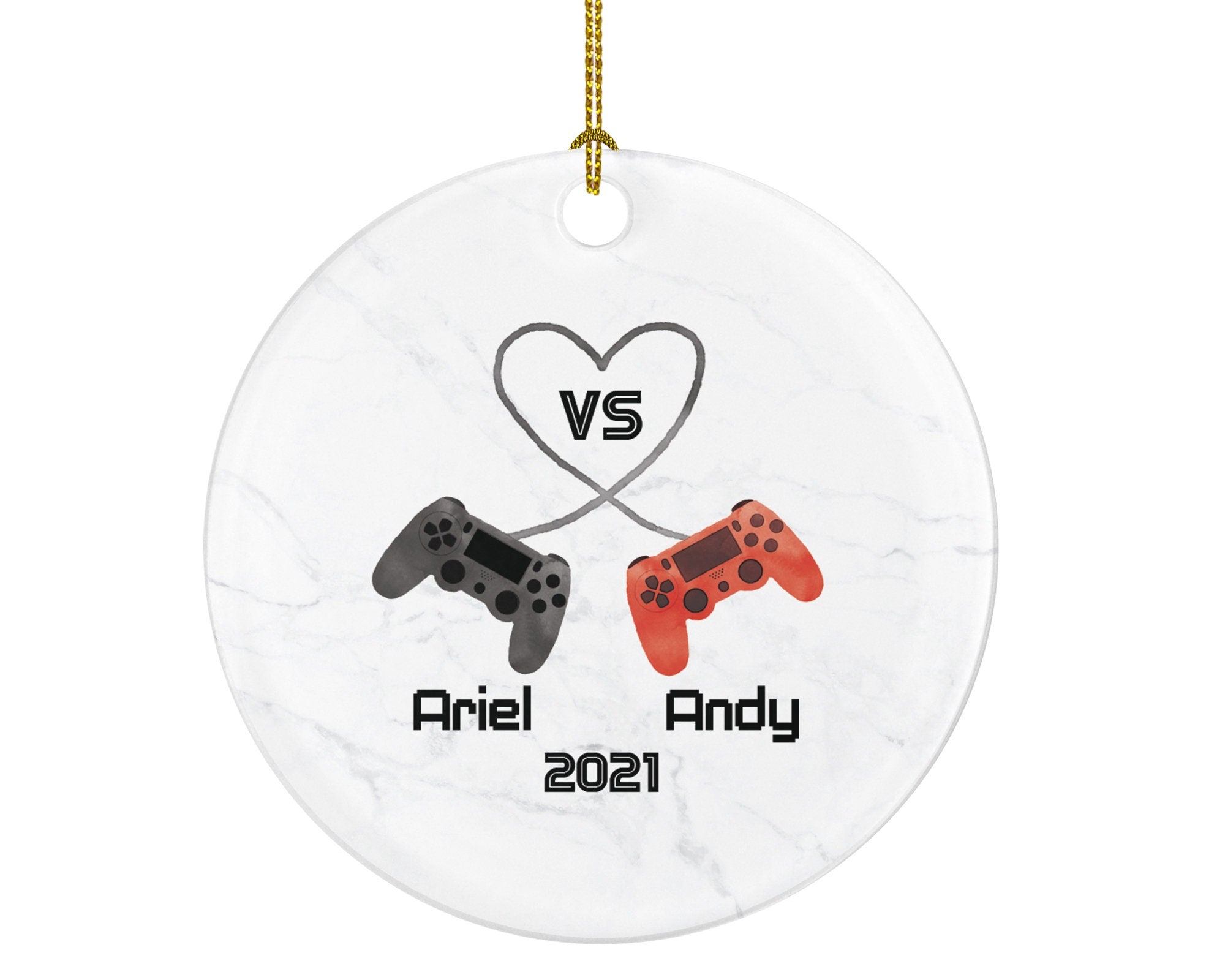 Video Game Playing Gamers Christmas Ornament Personalized for a Couple / Friends / Father and Son -  Controller Addict