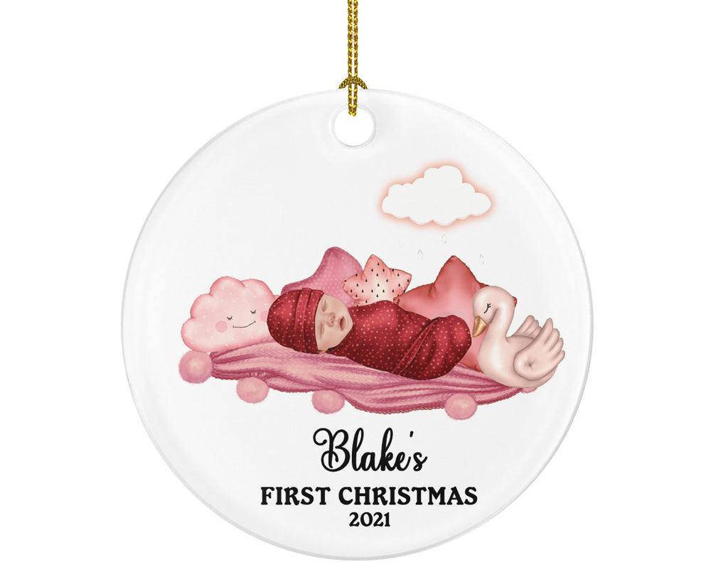 Personalized Christmas Ornament Baby's First New Baby Portrait Parent Girl Boy Mommy Daddy Mom Dad Newborn 1st Gift Custom Name Present