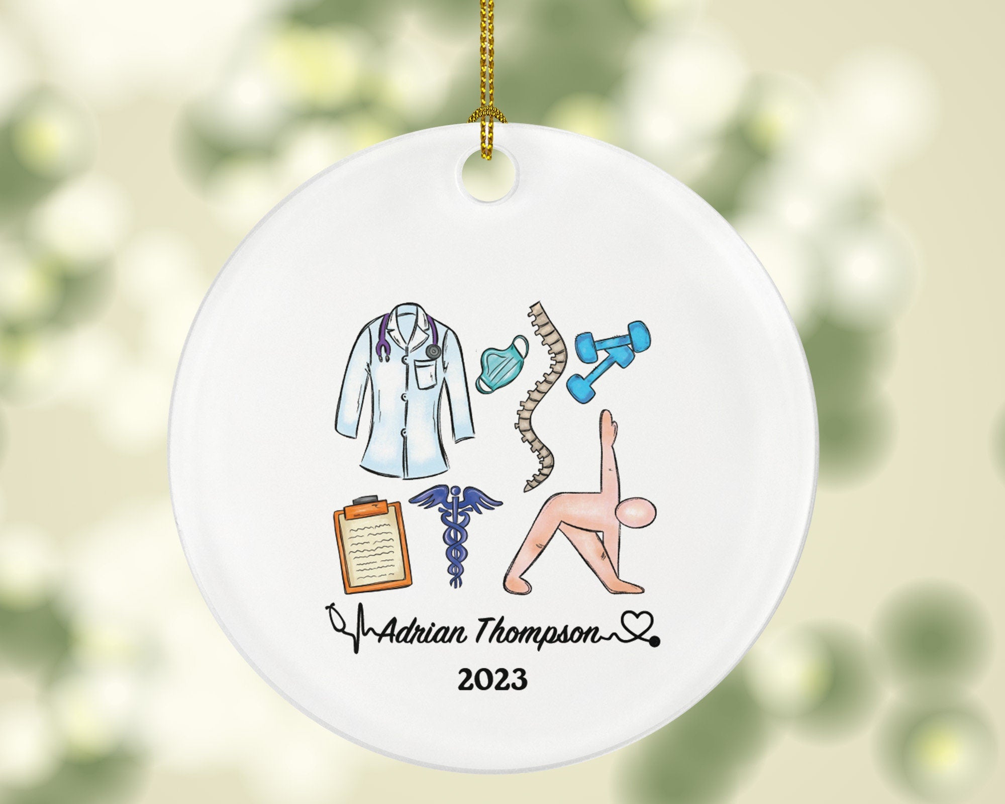 Chiropractor Christmas Ornament Personalized - Manual Therapist Physician Medical Orthopedic Spinal Gift for Orthopedist Physiotherapist