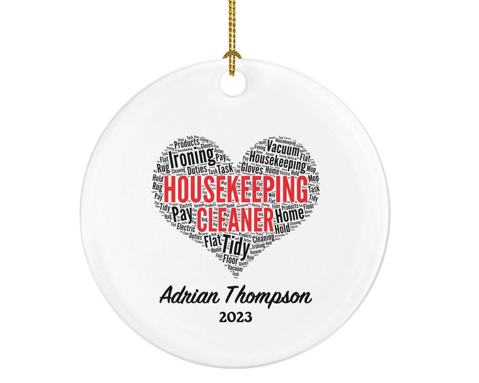 Housekeeping Cleaner Christmas Ornament Personalized - Housekeeper Gift for a Hotel Worker Employee Employer Manager Custom Name