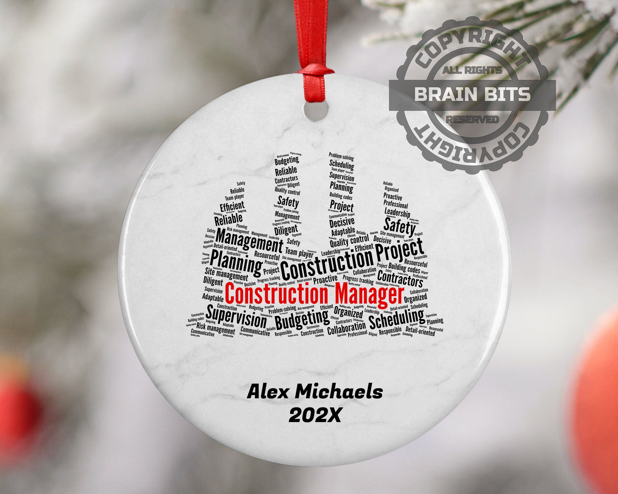 Construction Manager Personalized Christmas Ornament
