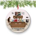 Couple Christmas Ornament: Custom Names, Cozy Movie Night - Ceramic