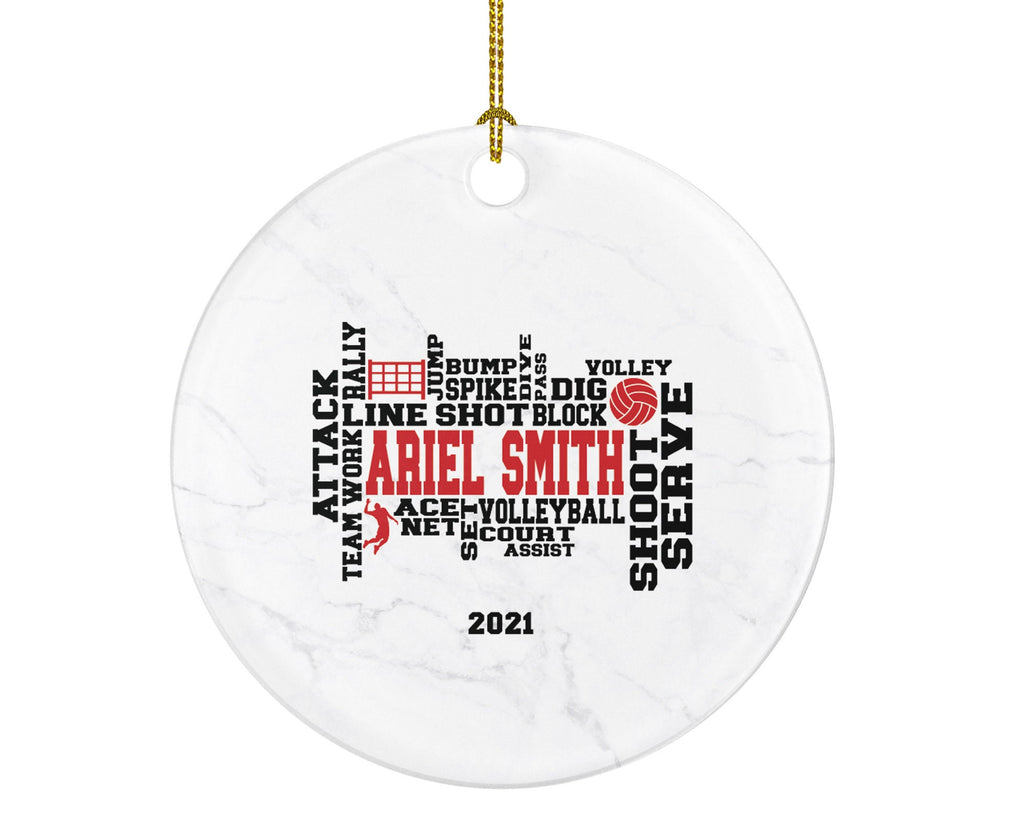 Volleyball Team Player Sports Christmas Ornament, Coach Gift Game Playing Personalized Gamer Custom Ball with Name Fan Hobby