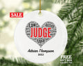 Personalized Judge Christmas Ornament, Custom Gift for Attorney at Law Lawyer Justice Equal Crime Word Art