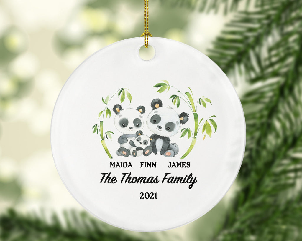 Family of 3 Christmas Ornament Personalized - Panda Family Parents Mother Father Child Girl Boy Mom Dad Gift