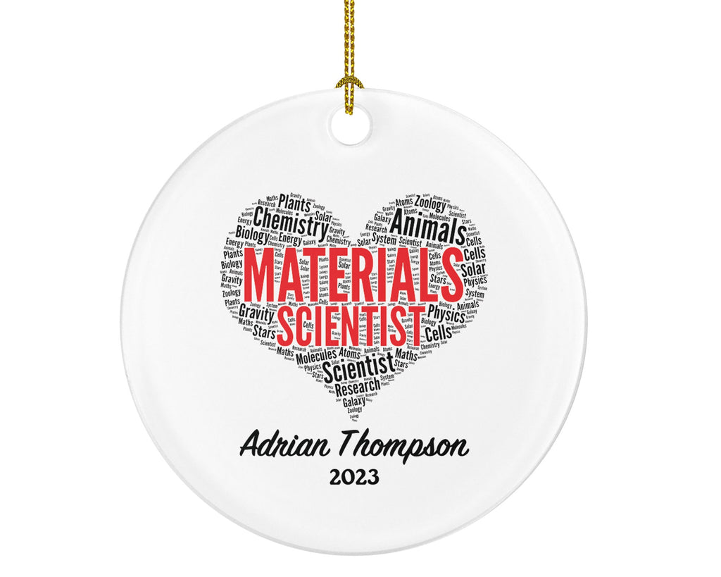 Materials Scientist Christmas Ornament Personalized - Science STEM Biology Chemistry, Student, Graduate Gift - Custom Name Year