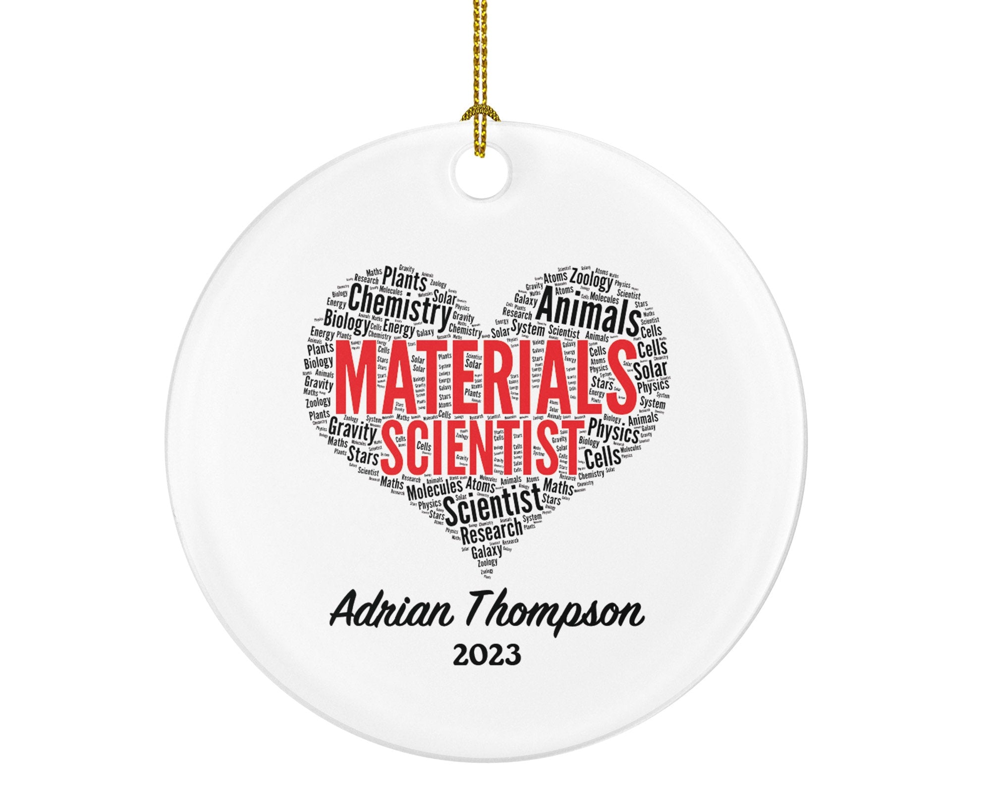 Materials Scientist Christmas Ornament Personalized - Science STEM Biology Chemistry, Student, Graduate Gift - Custom Name Year