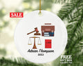 Law Judge Christmas Ornament Personalized - Custom Gift for Attorney at Lawyer Justice Equal Crime